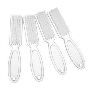 4 Pcs Fingernail Cleaner Nail Brush with Plastic Handle Clear